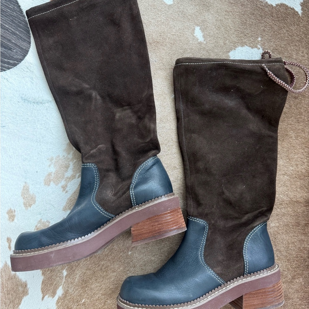 Men's Black and Brown Leather Boots